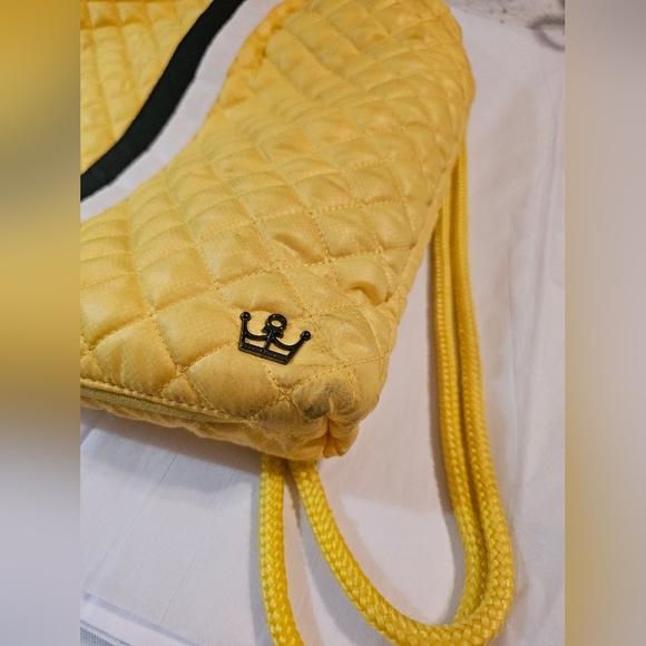 Oliver Thomas Tennis Backpack Drawstring Bag Cinch Yellow - Picture 3 of 15